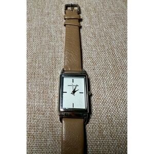 Anne Klein Women's Rectangular Face Brown Leather Strap Watch AK2703